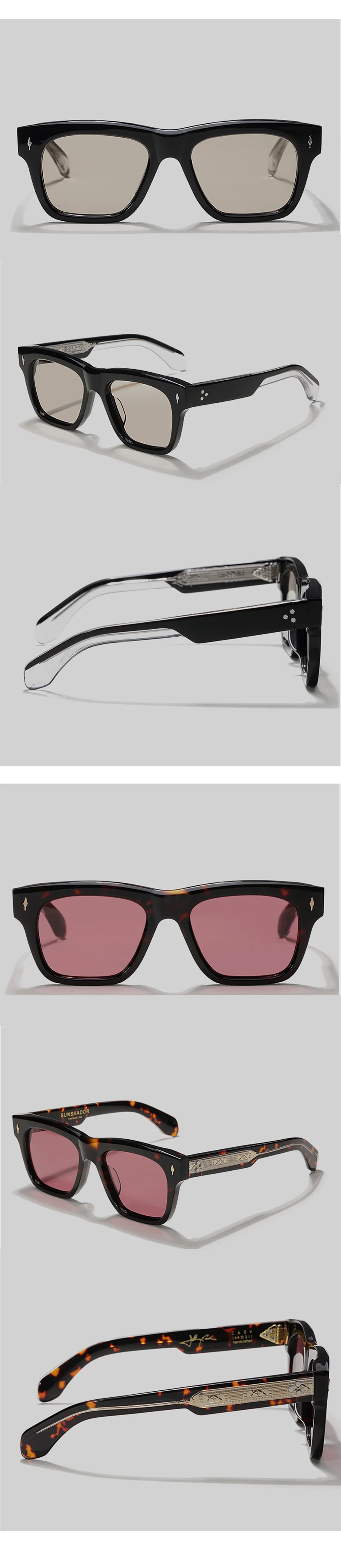 Stilvolle quadratische Damen-Sonnenbrille SCASH Designer Handgefertigte Herren-Straßenbrille Luxusmarken-Sonnenbrille Formbar – Detail 11
