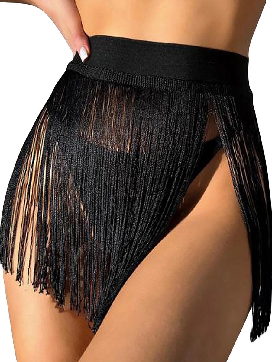 Women s Beach Skirt High Waist Tassel Fringe Mini Skirt Vacation Holiday Beach Skirt Cover Up