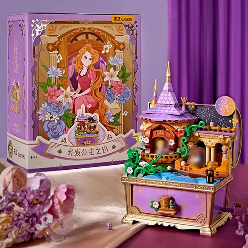 Creative Expert Fairy Tale Town Music Treasure Box Building Blocks Alice with Figuren Model Brick Puzzle Toys Gift for Girls