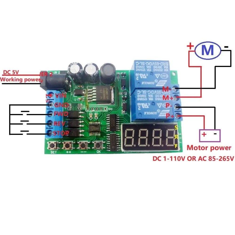 5V-24V 12V DC/silnik AC do przodu odwróć przekaźnik kontroler płyta sterowania automatyczny pomiar czasu opóźnienie cyklu Limit Start Stop