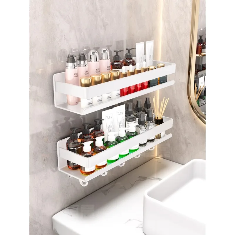 

White bathroom storage rack without punching, bathroom wall mounted toilet washbasin, cosmetics shower room storage rack