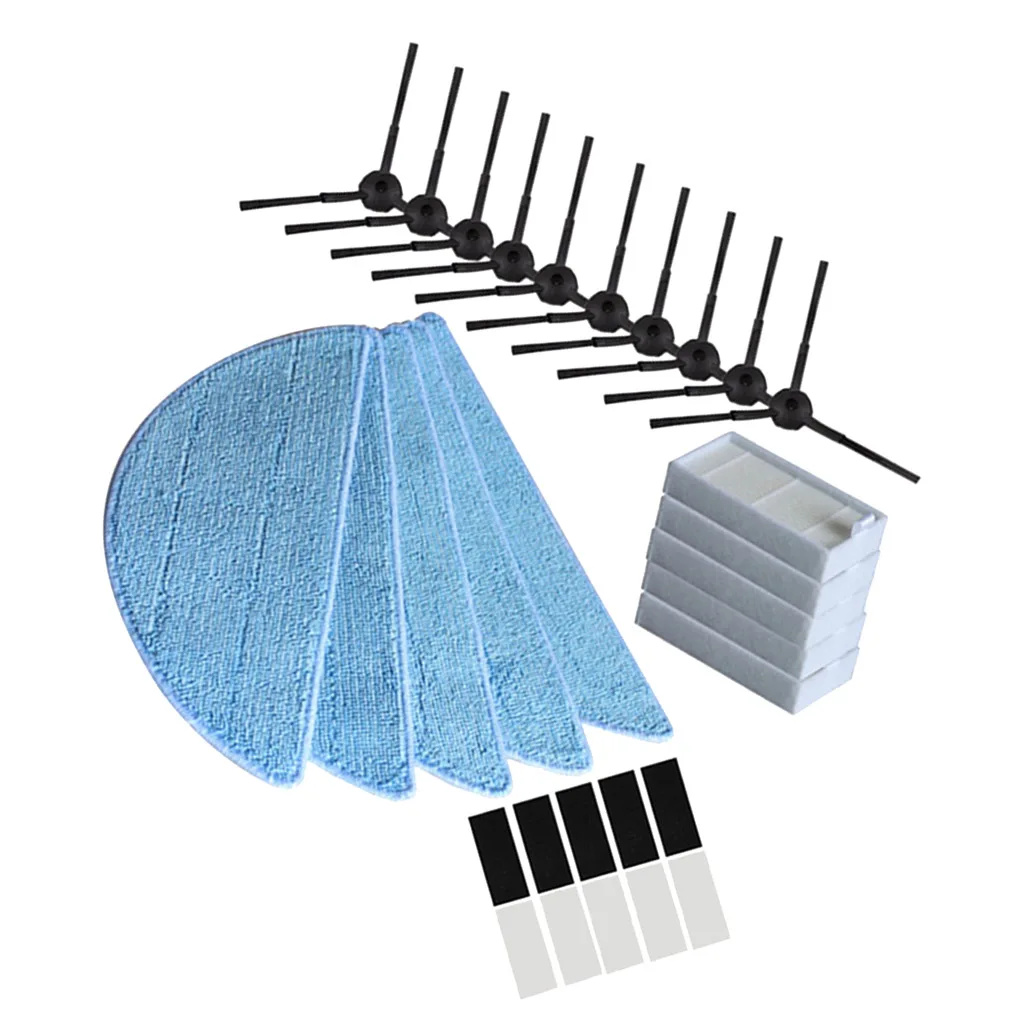 Robot Vacuum Cleaner Accessory Plastic HEPA Side Brush Mop Cloth Replacement Kit for Ilife V3 V5 Home Cleaning