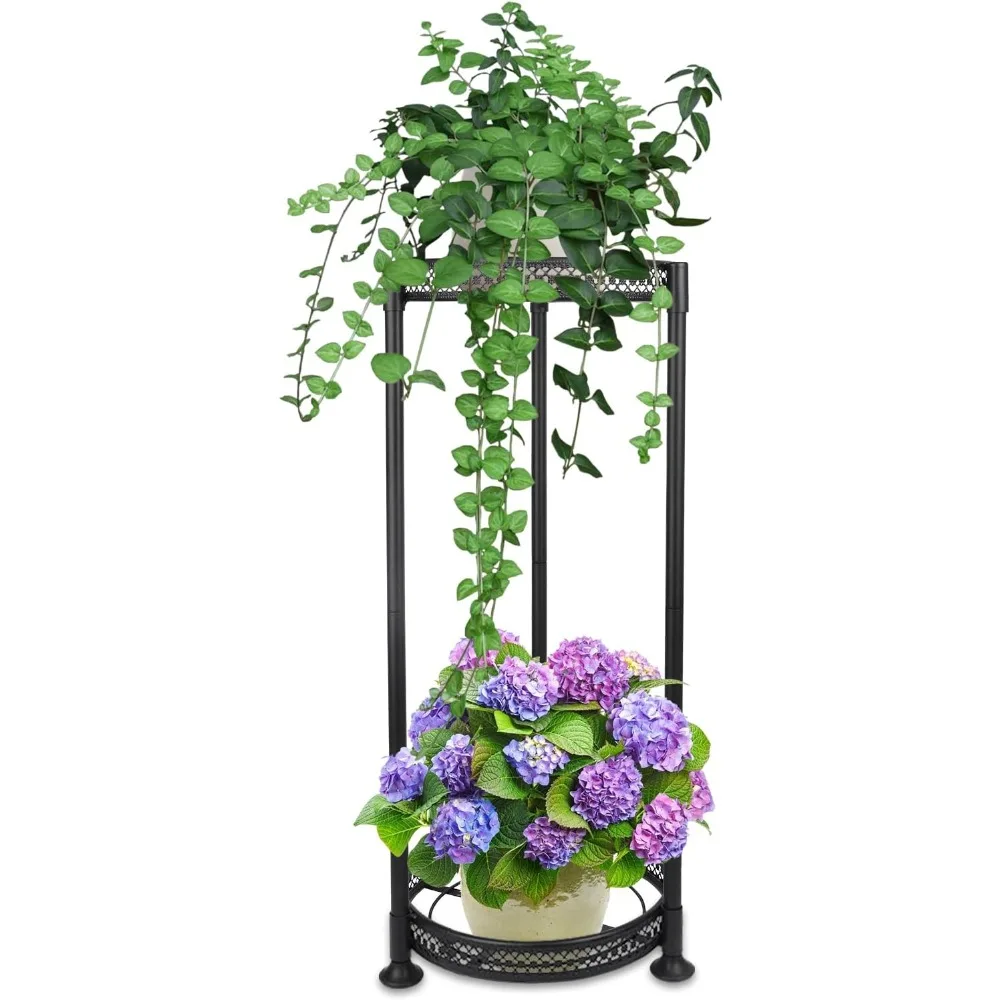

Подставка для растений в помещении и на открытом воздухе, 2-х уровневая, очень широкая, 10,2 дюйма, высокие металлические угловые подставки для растений для нескольких растений, сверхмощный цветочный горшок Ho