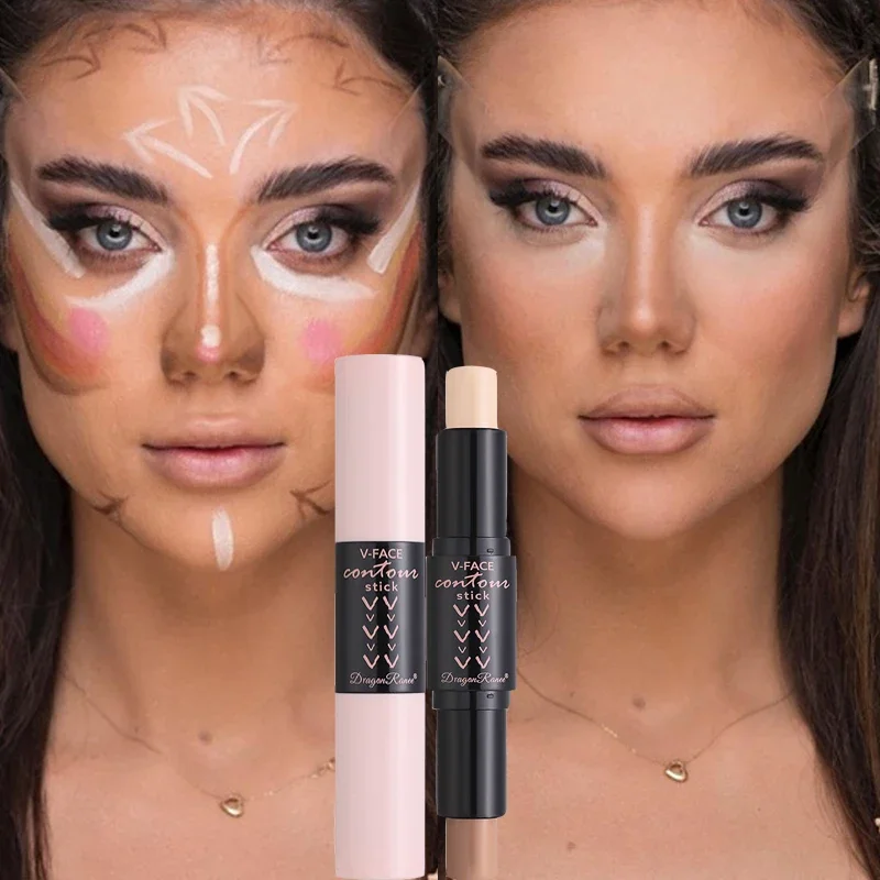 Gezicht Bruine Bronzer Contour Stick Tweekoppige Verhelderende Gezicht Make-Up Pen Gladde Contour Schaduw Highlight Concealer Cosmetica