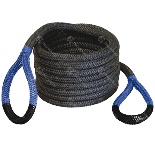 25mm Outdoor Emergency Off Road Car Double Braided Nylon Kinetic Recovery Rope Towing Rope Combos For Car Tools