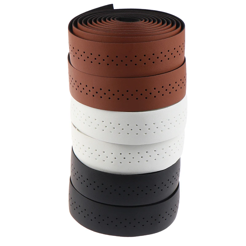 Bicycle Handlebar Tape Road Bike PU Leather Perforated Belt Breathable Soft