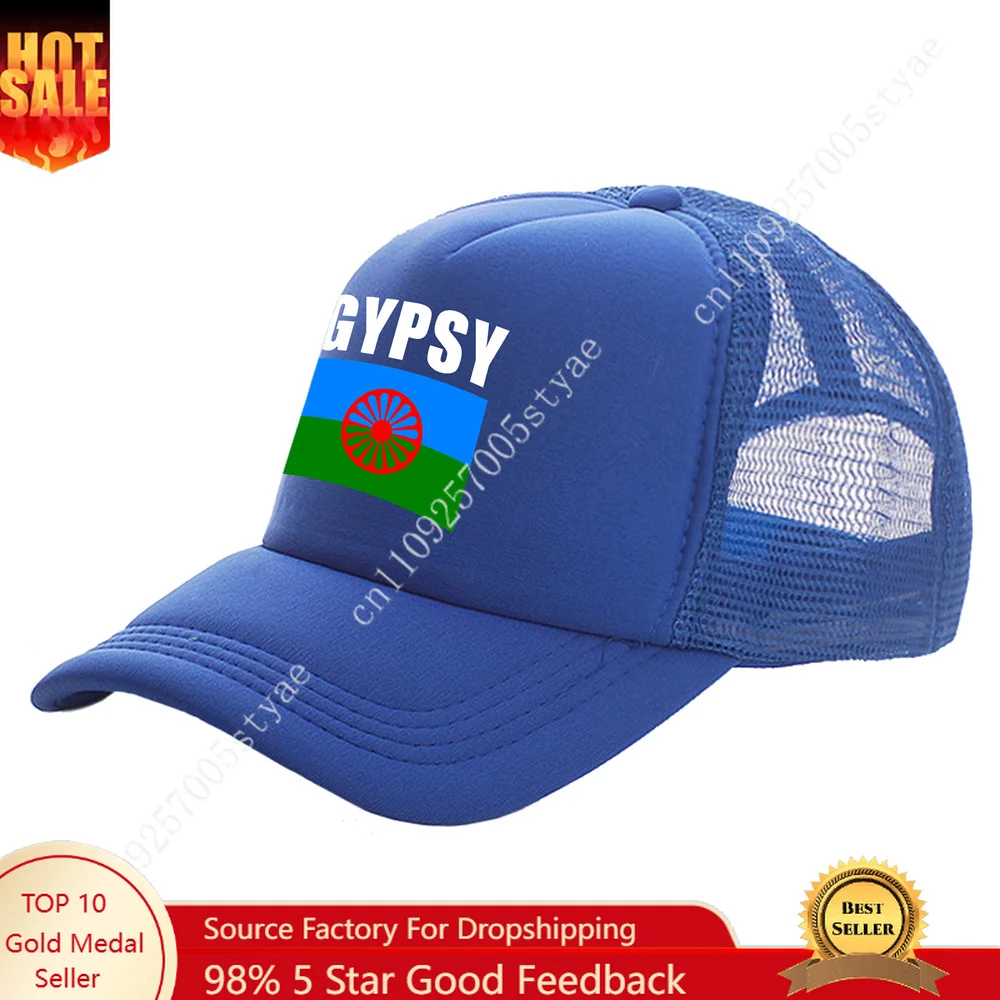 Gypsy Romani Flag Trucker Caps Man Woman Baseball Cap Fashion Sunhat Adjustable Snapback Hat Outdoor Summer Breathable Dad Hats