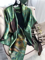 BYSIFA| Brand Green Pure Silk Scarf Femmes Foulard Spring Fall 100% Mulberry Silk Scarves Shawls Fall Winter Long Scarves Hijabs