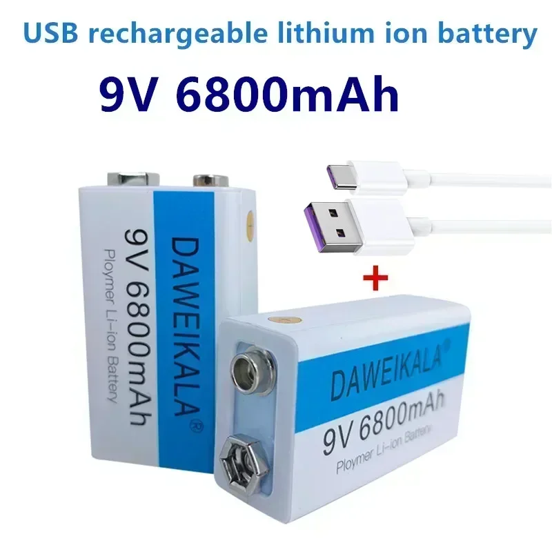 

9V USB rechargeable Li-Ion battery 9V 6800mAh is suitable for camera and other series of electronic products+USB line