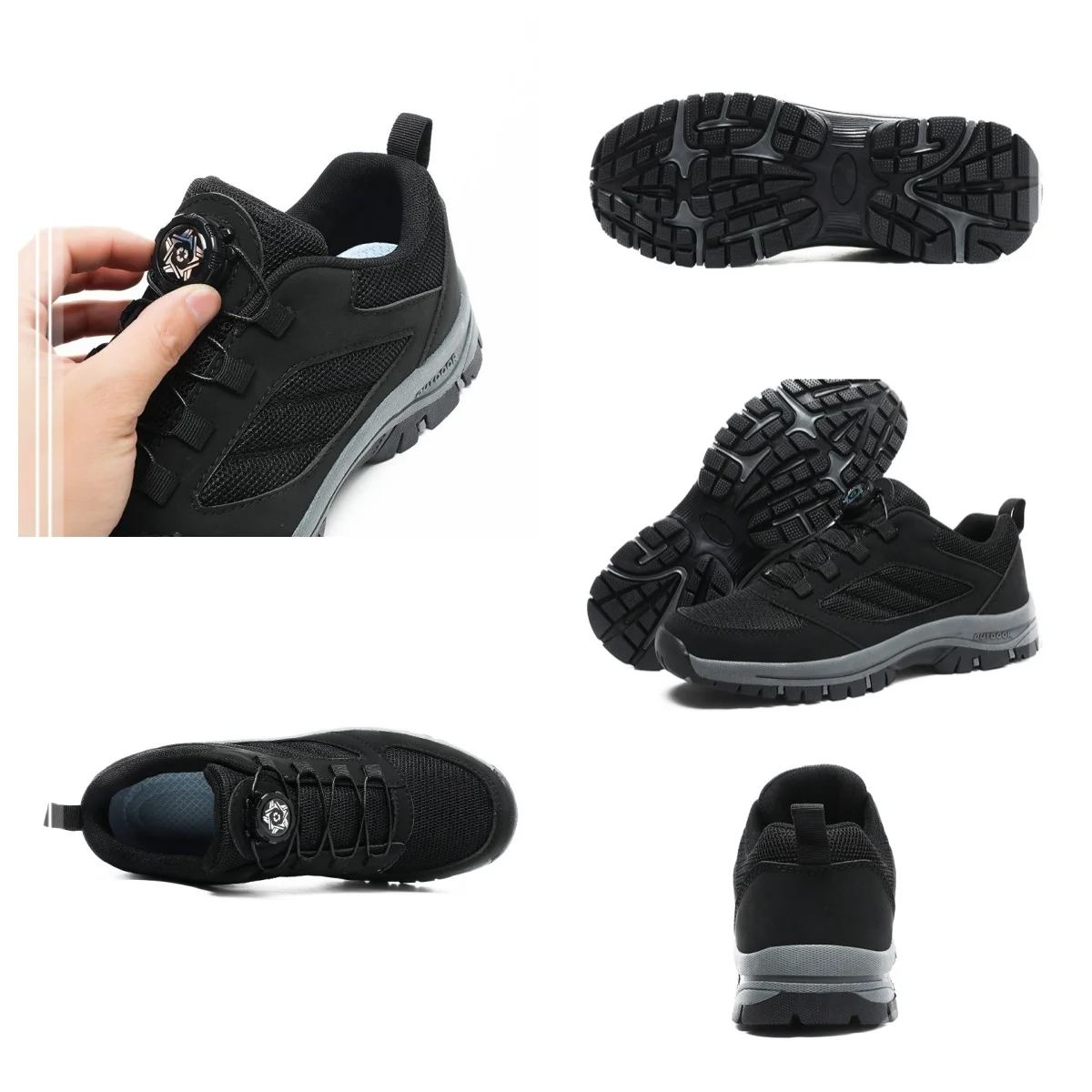 Men'S Large 39-48 Spring And Autumn Outdoor Sports Lace Rotating Buckle Comfortable Anti Slip Wear Resistant Hiking Shoes