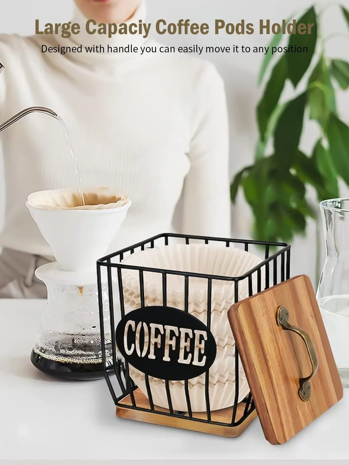 Coffee Capsule Basket Coffee Capsule Holder Coffee Filter Storage Container Basket Coffee Filter Holder with Lid Storage Baskets