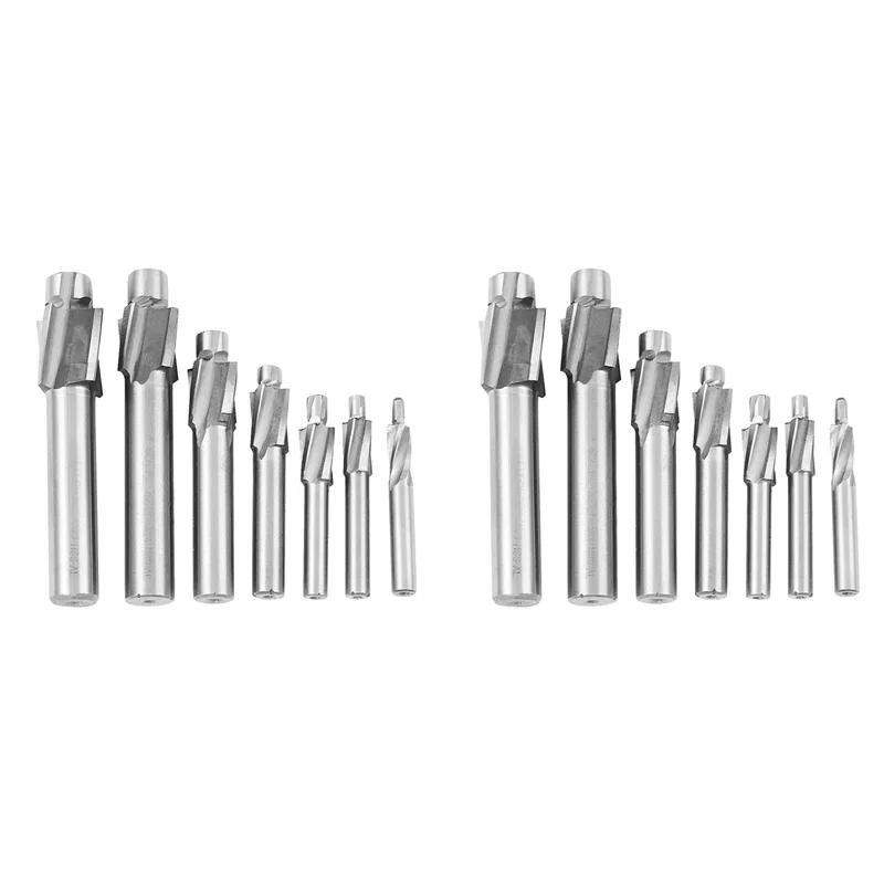 

14Pcs M3-M12 Counterbore Milling Cutter High Speed Steel Pilot Slotting Tool End Mill Slot Drill Bit Set-ABQU
