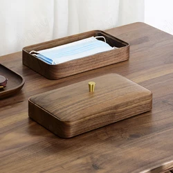 Black Walnut Storage Box Hand Carved Decorative Bedroom Jewelry Organizer Living Room Desktop Key Container Home Decoration