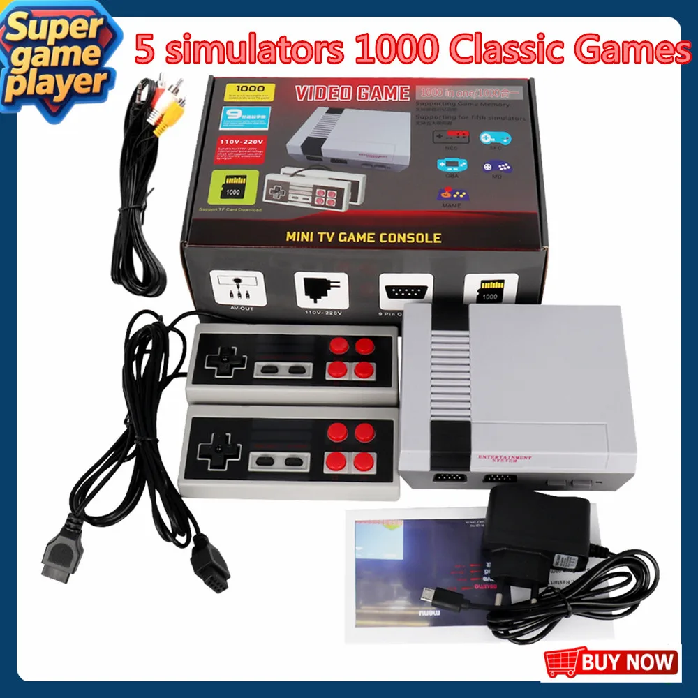 5 simuladores 1000 reproductor de juegos clásico consola de videojuegos Retro compatible con descarga de tarjetas de juego Fornes controlador de juego HD Out