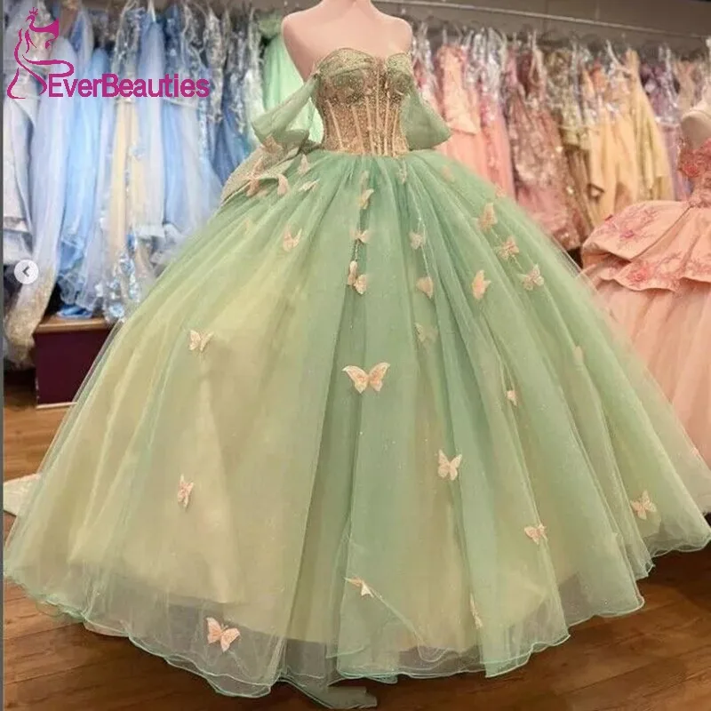 Quinceanera Dress Ball Gown for Women Prom Evening Dress Tulle Appliques Beaded Party Dress SweetheartVestido De 15 Quinceañera