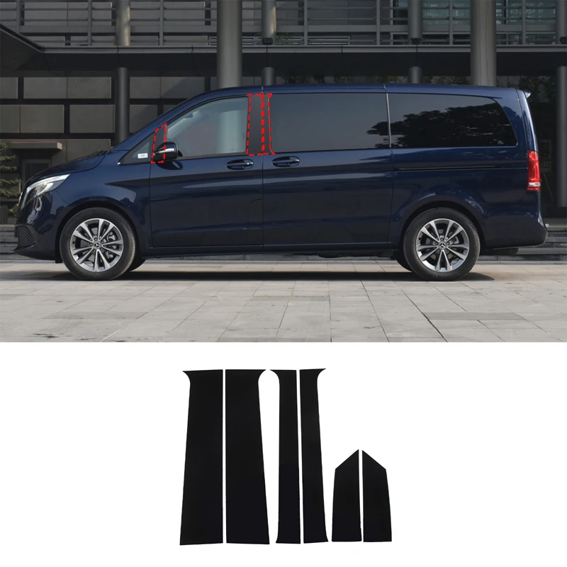 Car PC Pillar Post Cover Door Trim Window Molding Sticker For Mercedes Benz Vito/V-Class V250 V260L 2015-2021