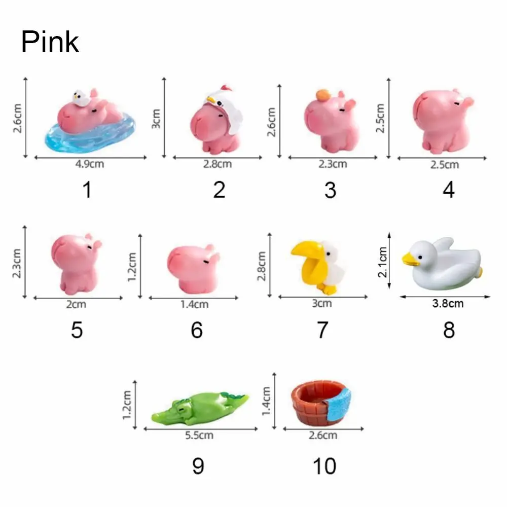 Gift Resin Cartoon Capybara Statue Pink Accessories Miniature Capybara Figurines Bonsai DIY Mini Animals Figurine Party Festival