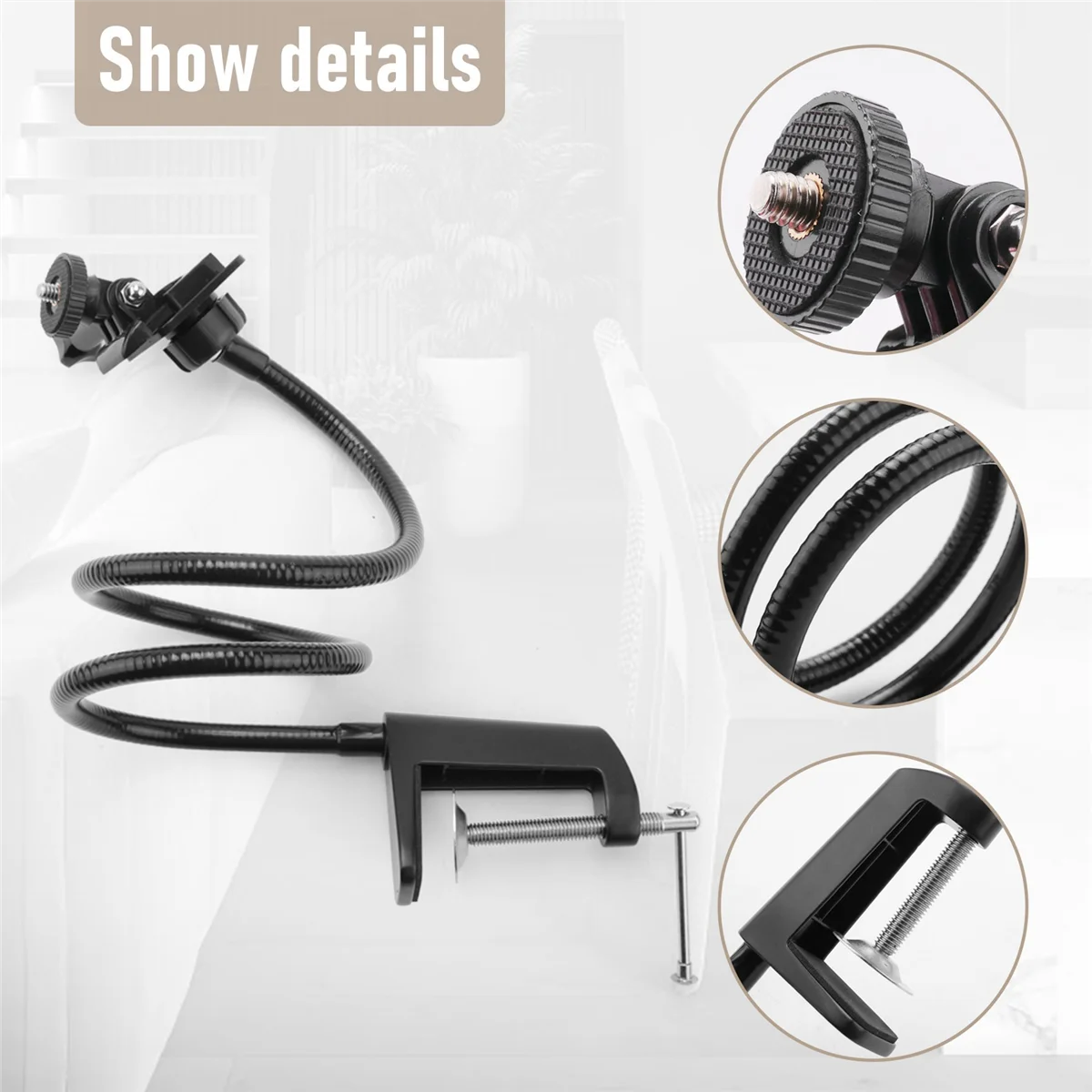 M20K Camera Bracket with Enhanced Desk Jaw Clamp Flexible Gooseneck Stand for Webcam Brio 4K C925E C922X C922 - Image 3