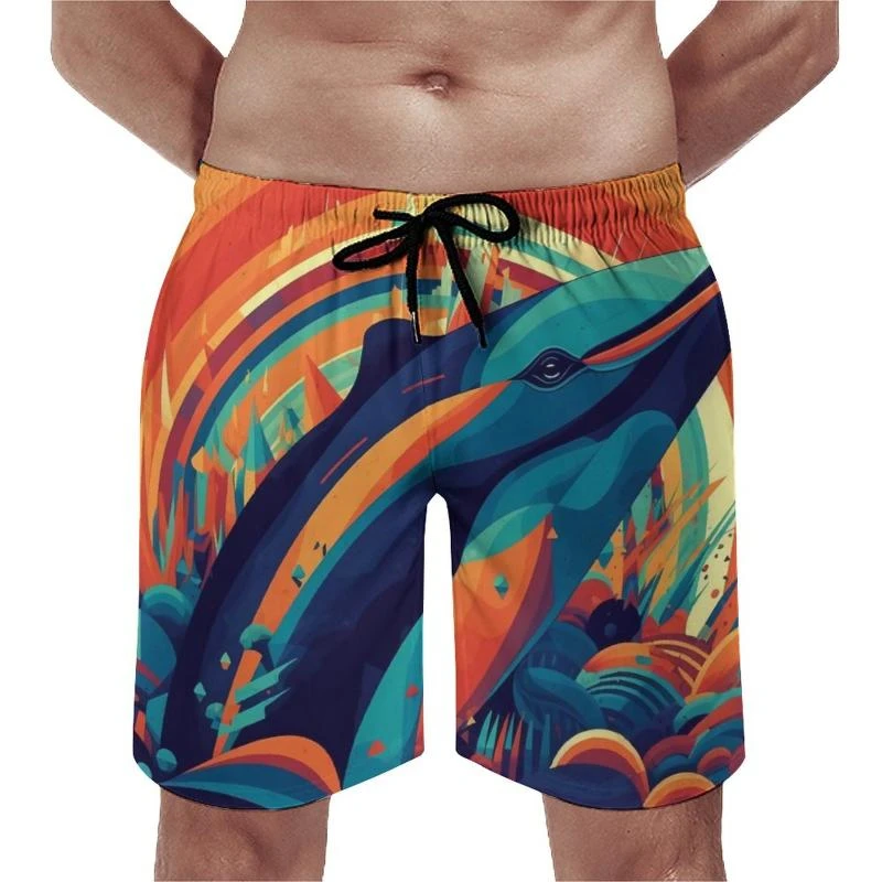 Whale Board 3D Animal Blue Harbour Mens Beach Shorts Casual Swimming Trunks Gym Board Ice Men Male Shorts Clothes Sports Pants