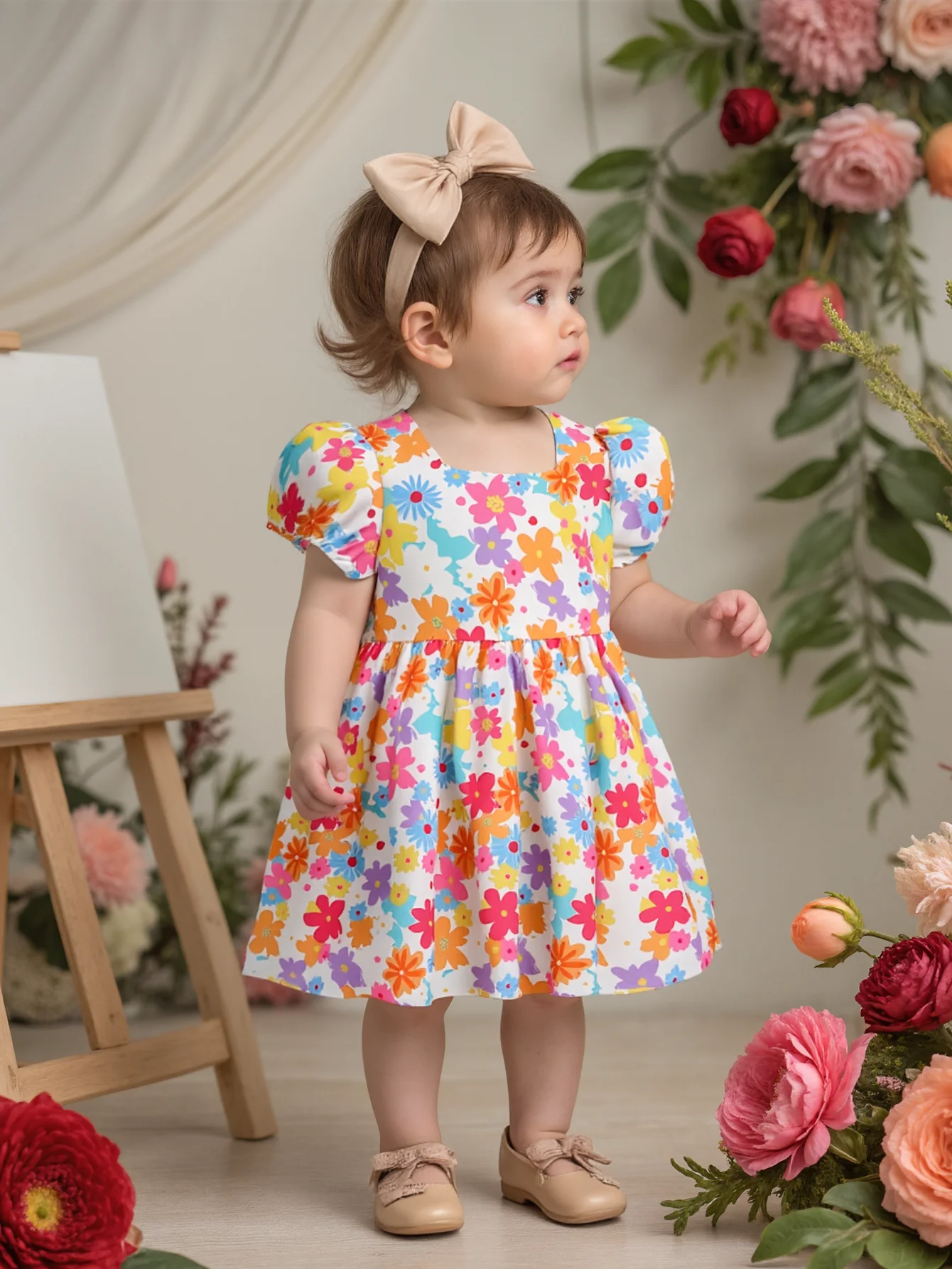 2025 Summer New Children’s Printed Short-Sleeved Dress for Daily Leisure for Girls