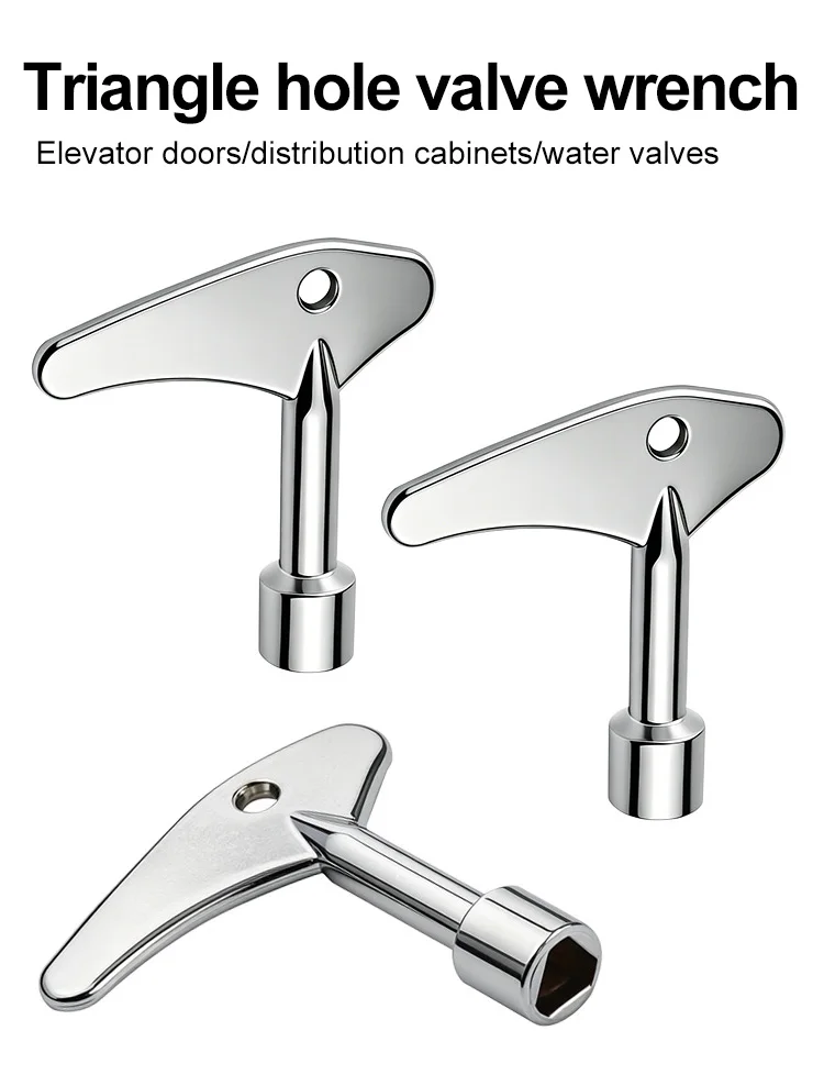 Delta Switch Schlüsselschlüssel mit Zubehör, universeller dreieckiger Zug, elektrischer Schrank, Aufzug, Schrank, Legierung – Detail 1