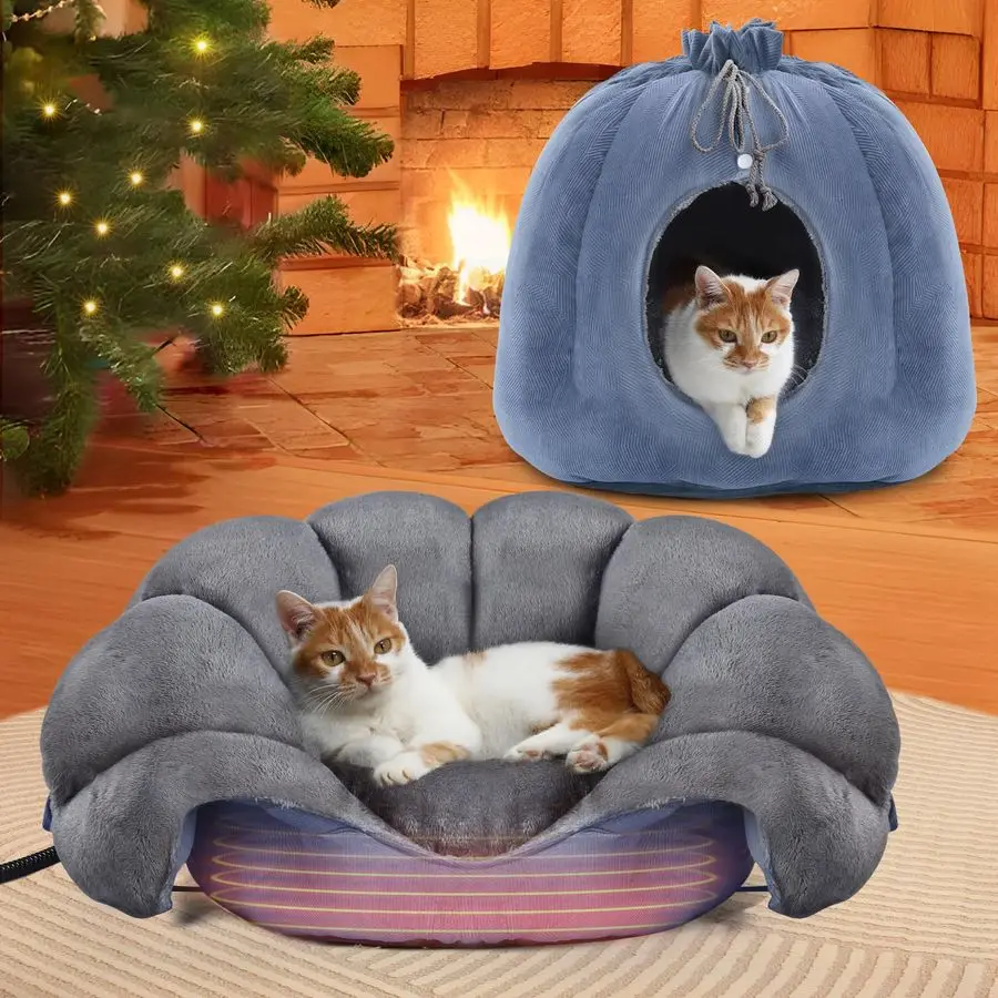 

Heated Cat Bed, Large Versatile Heated Cat Bed Indoor,Soft amp Cozy for All Seasons, Always Perfect Temperature with Overheat Pr