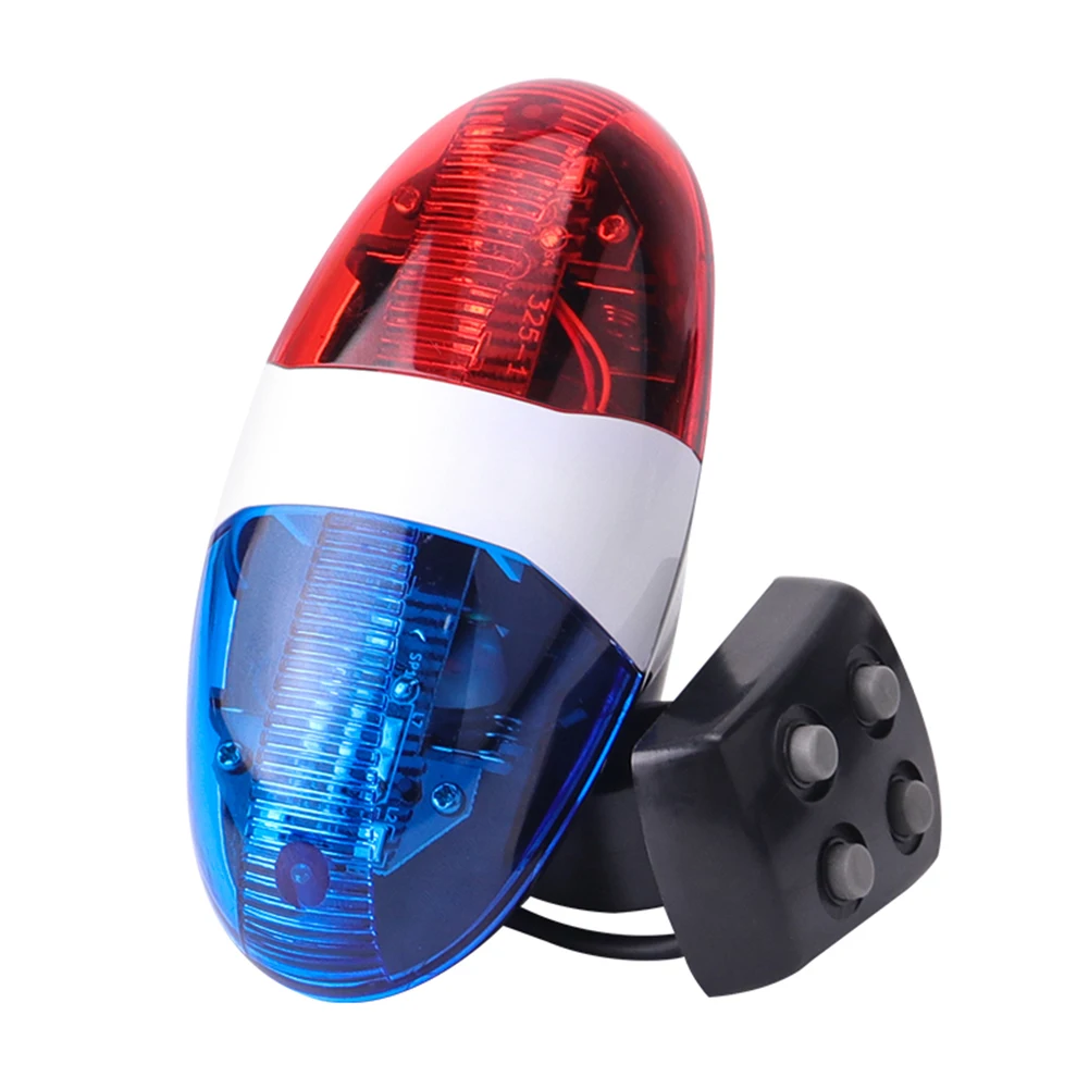 Bicycle Bell 6 LED 4 Tone Bicycle Horn Bike Call LED Bike -police Light Electronic Sound Loud Siren Kid Accessories Bike Scooter