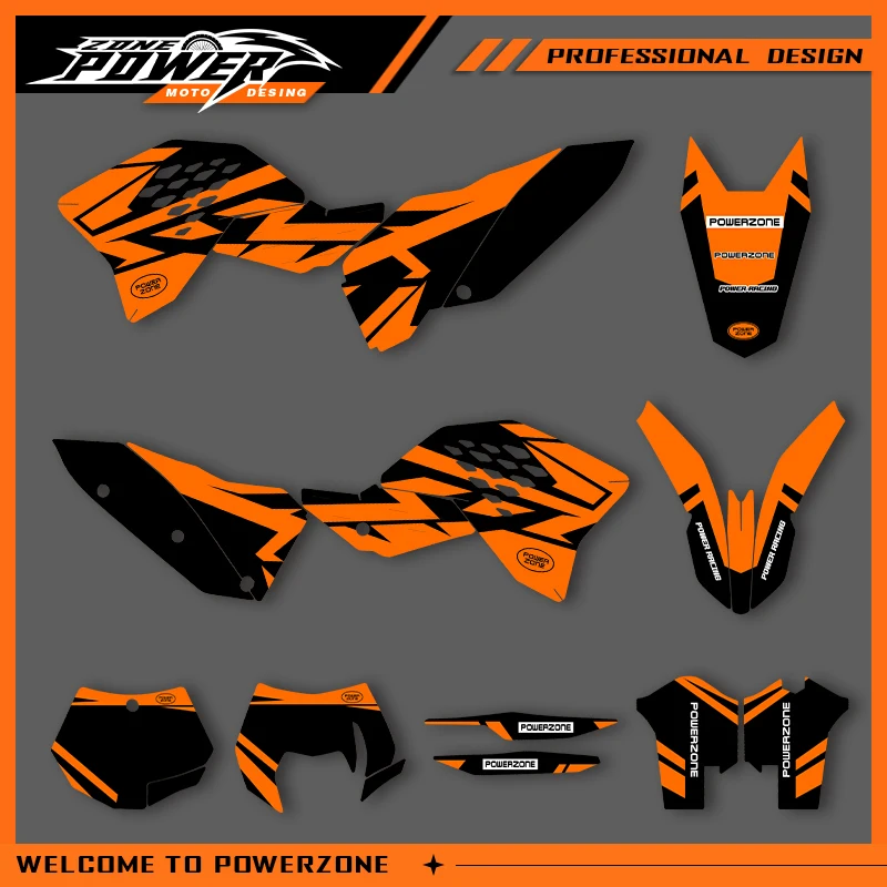 

POWERZONE Мотокросс для KTM SXF 2007 2008 2009 2010 EXC 2008 2009 2010 2011, графическая фоновая наклейка, наборы наклеек по индивидуальному заказу 11