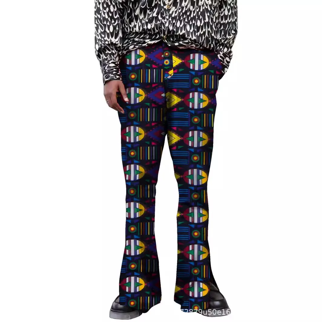2025 African Print Men's Long Pants - Ankara Casual Flared Pants - Western Hip-hop Printed Pants  Streetwear Men S-5XL