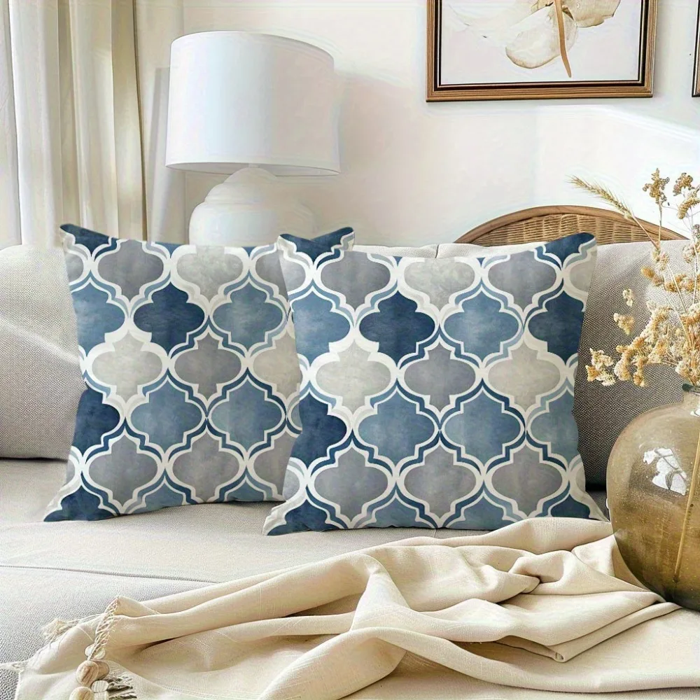 

4 Short Plush Moroccan Pillowcases Bohemian Decorative Pillowcases Zipper Comfortable Polyester Fiber Decorative Pillowcases