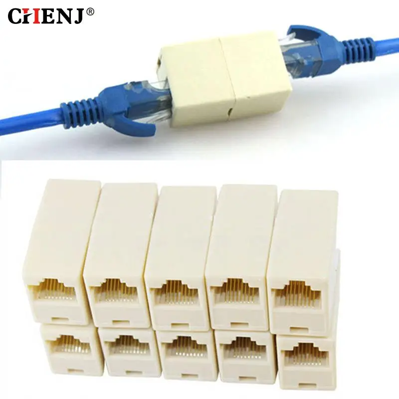 

10pcs Ethernet RJ45 RJ-45 RJ 45 Cable Female to Female Type Lan Connector Coupler Adapter Joiner Networking Accessories