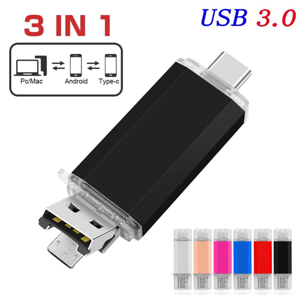 محرك أقراص USB3.0 TYPE-C 256 جيجابايت 128 جيجابايت قراءة عالية السرعة USB 3.0 محرك فلاش OTG 64 جيجابايت سعة كبيرة عصا ذاكرة محمولة 32 جيجا 16 جيجا