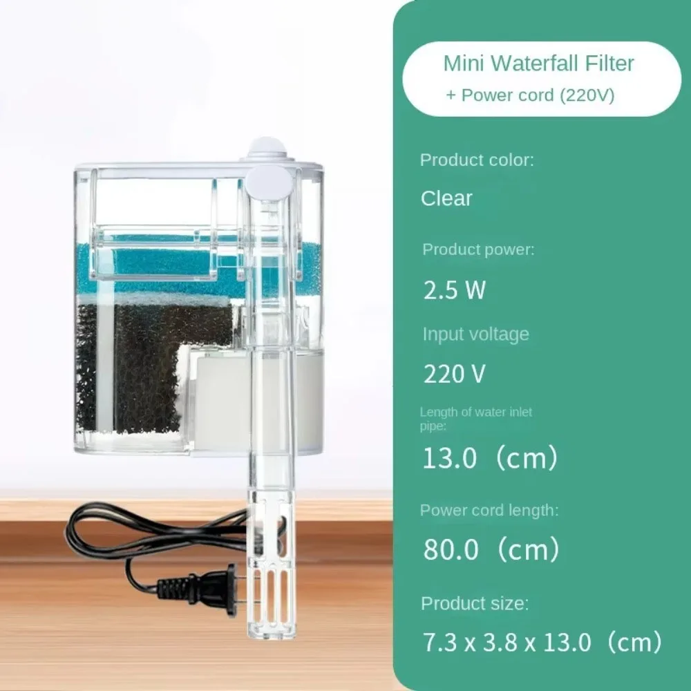 

Silent Fish Tank Filter Box Wall-mounted External Waterfall Oxygen Water Filter 3 in 1 Adjustable Water Flow