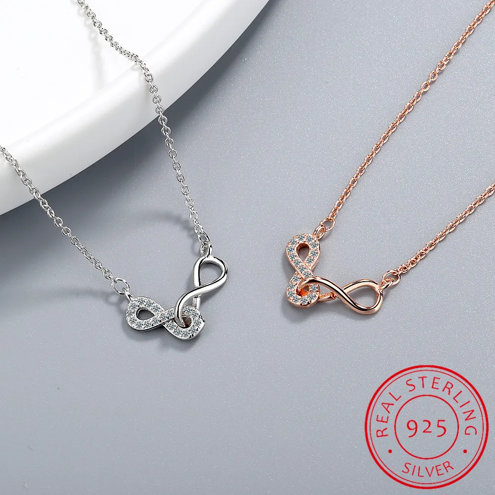 925 Sterling Silber feiner Schmuck bester Freund für immer Unendlichkeit Liebe Anhänger Halsketten für Frauen Geschenke Silber kette