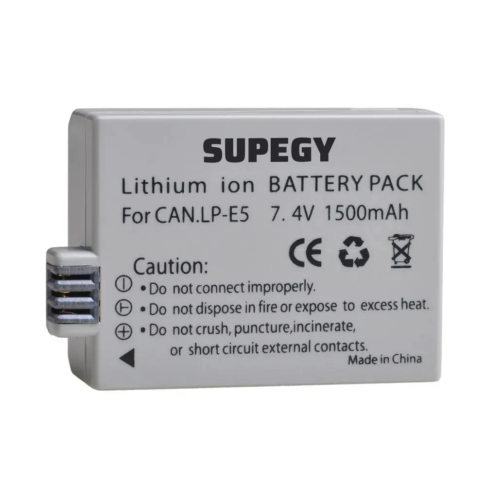 2Pcs 1500mAh LP-E5 LP E5 Battery + USB Charger for Canon EOS Rebel XS,Rebel T1i,Rebel XSi 1000D 450D,Kiss X3,X2,F