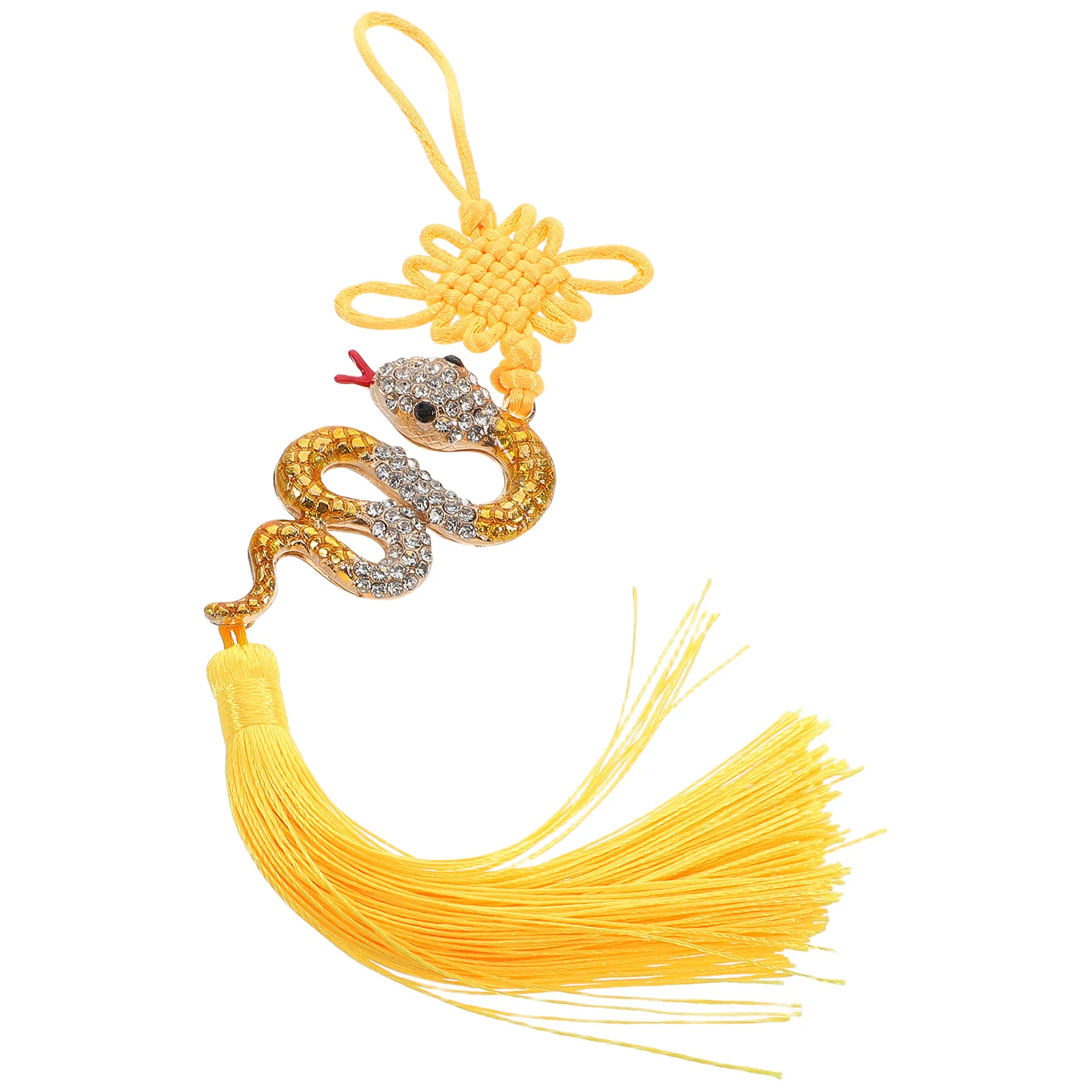 

Snake Year Rhinestone Alloy Tassel Car Pendant Chinese Style Rearview Mirror Hanging Car Decoration Ornament Hang