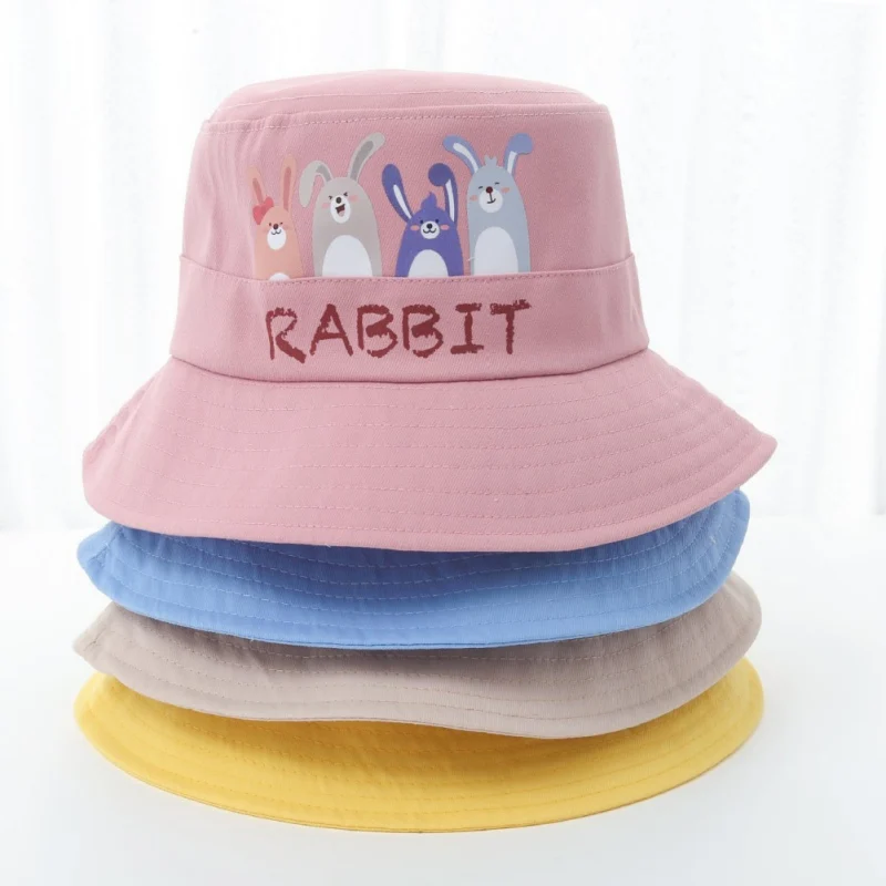

Children Hat Toddler Boys Girls Summer Cartoon Rabbit Panama Sun Hat Baby Beach Fisherman Bucket Hat Kids Caps 2-8 Years