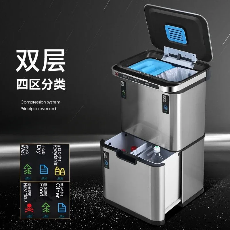 

Garbage classification, garbage bin, household intelligent sensing, dry and wet separation, double-layer kitchen