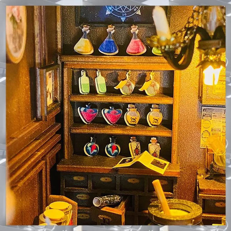 A84F-DIY ブックコーナーキット木造住宅 3D パズル組立モデル建設本棚インサート装飾