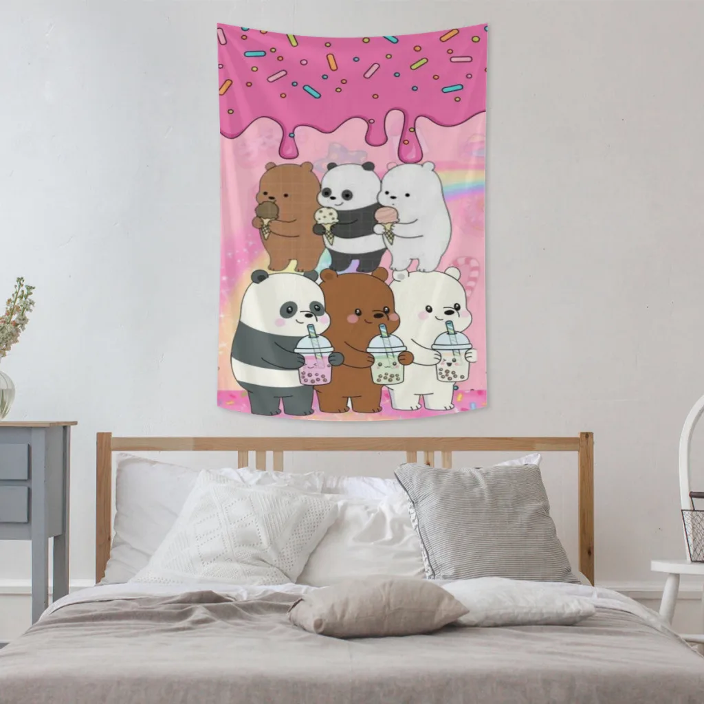 We Bare Bears Tapestry  Room Décor Aesthetic Home Decoration Bedroom Wall Art