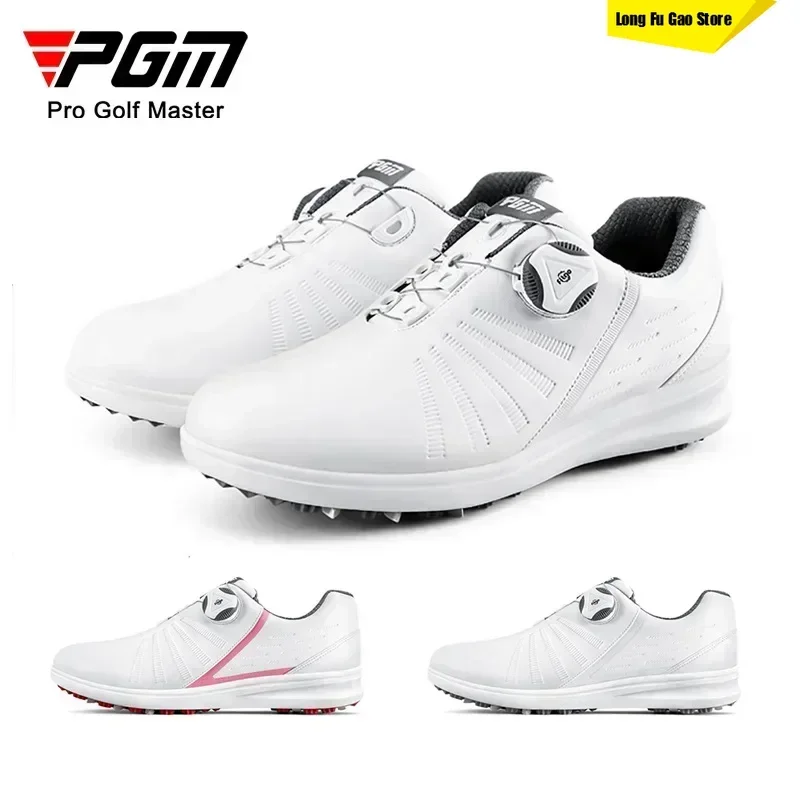 New PGM Waterproof Golf Shoes Womens Sports Shoes Lightweight Knob Buckle Shoelace Sneakers Breathable Non-Slip Trainers XZ179