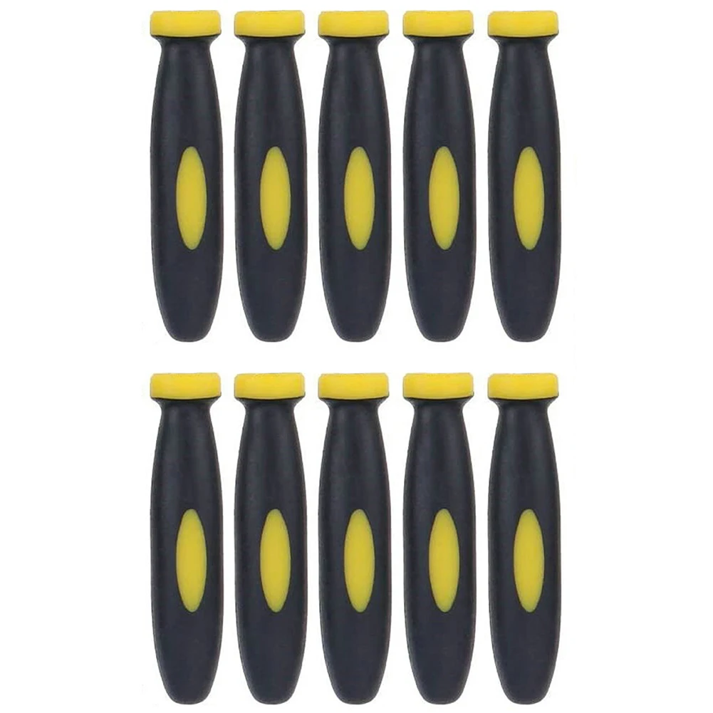 10Pcs Rubber File Handle Reusable Quickly Installed Handle 3mm Hole Diameter For Files Handles Grip Yellow Black