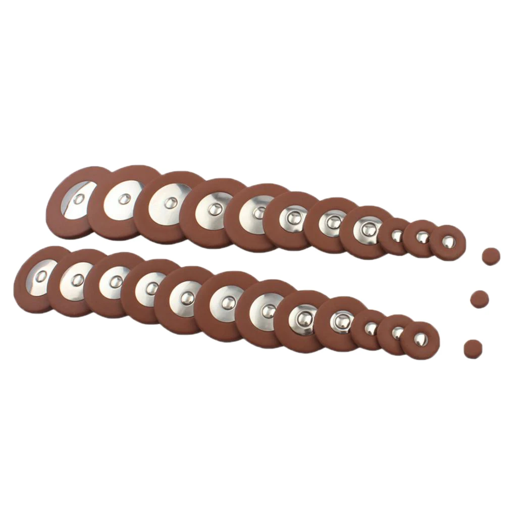 Professional Alto Sax Pads Set 26 Pieces Brown Leather with Cardboard Backing for Saxophone Repair Accessories