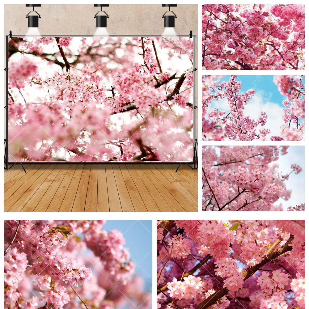 

Spring Cherry Blossoms Custom Kid Photo Birthday Party Backdrop Child Room Poster Decoration Photography Studio Background