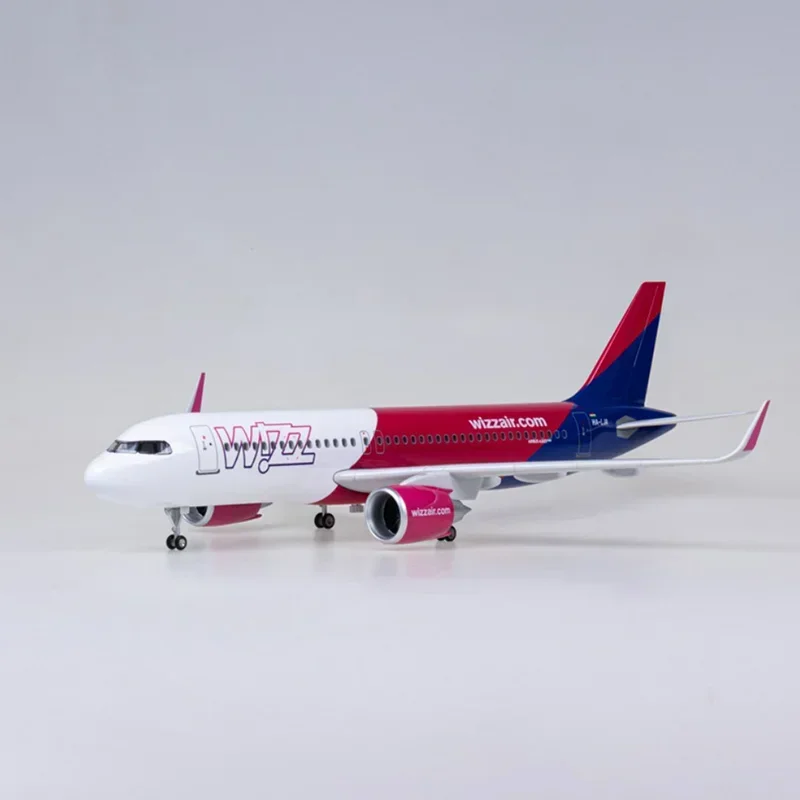 47CM 1/80 Airplane A320NEO A320 NEO Wizz Air Airlines Model Toy Light & Wheel Landing Gear Diecast Plane Model For Collection