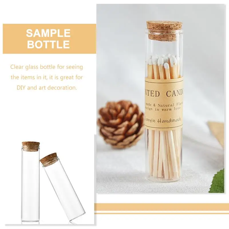 20pcs 50/60ml Sample Bottle Specimen Display Bottle Glass Matches Bottle With Cork Tea Containers Wishing Jar Clear Glass Bottle