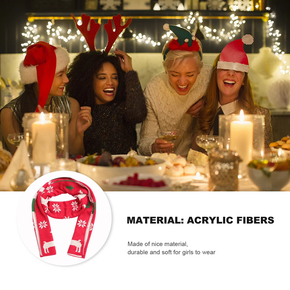 Warme sjaal Acrylvezels Sjaal Cartoon Afdrukken Cadeau Kerstmis Mooie bedrukte sjaals Houd halsdoek
