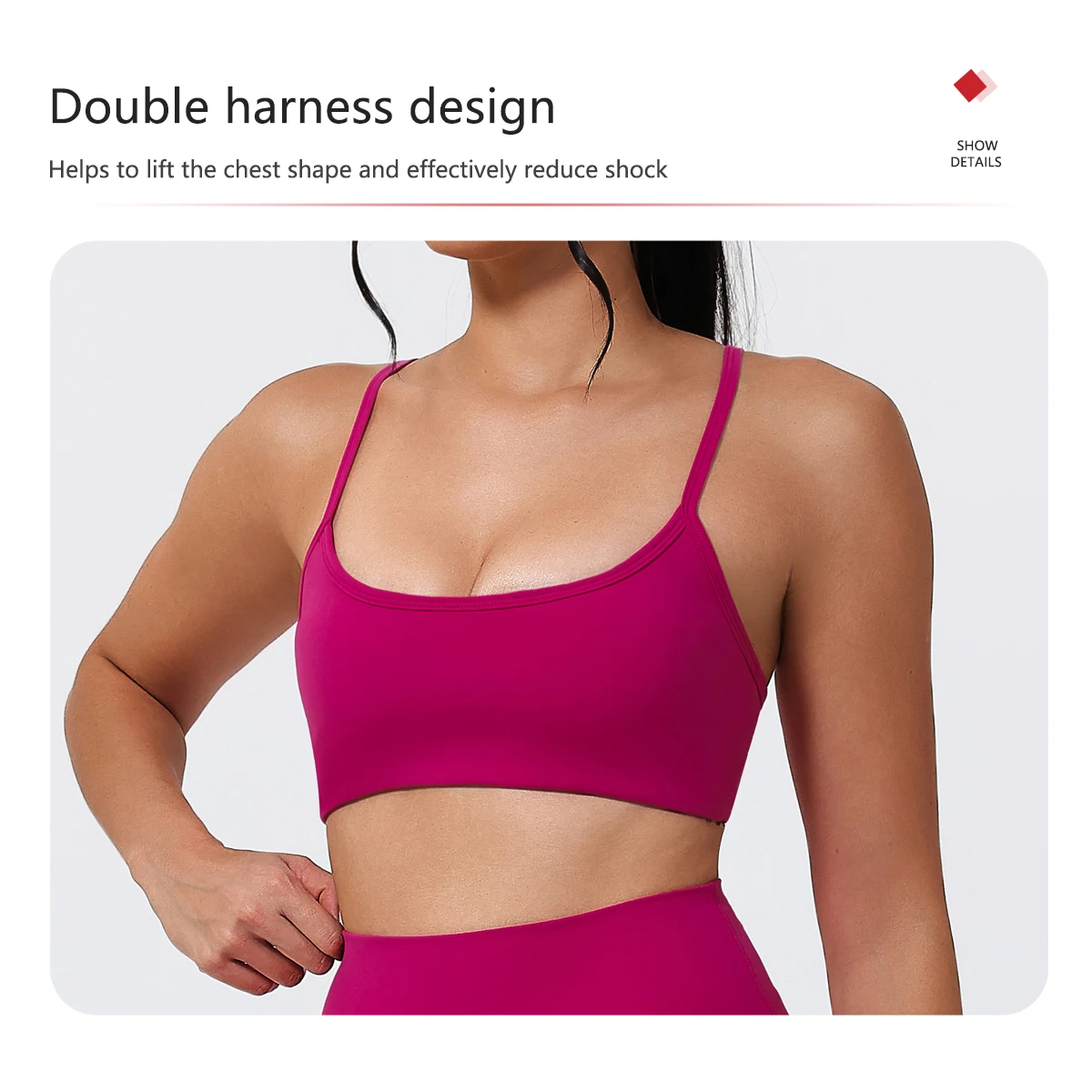 Ctenkevet Sommer-Sport-BH ohne Rücken für Damen, sexy, stützendes Fitness-Yoga-Top, Gym-Lauf-BH, bequemes Sport-Top für Damen – Detail 4