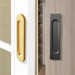 Concealed Buckle Embedded Self-adhesive Sliding Door Handles Pull 1Pack Rectangular or Elliptic Edgeflat Concealed Handles