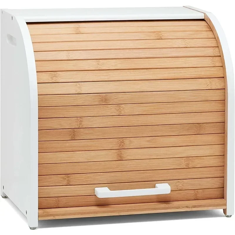 

Home.Double Layer Bread Box for Kitchen Countertop, Roll Top Bread Box Wood, Extra Large Bread Box for Kitchen Storage
